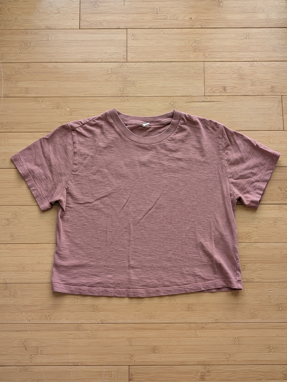 Uniqlo Boxy Jersey Cotton Crop Tee Dusty Mauve